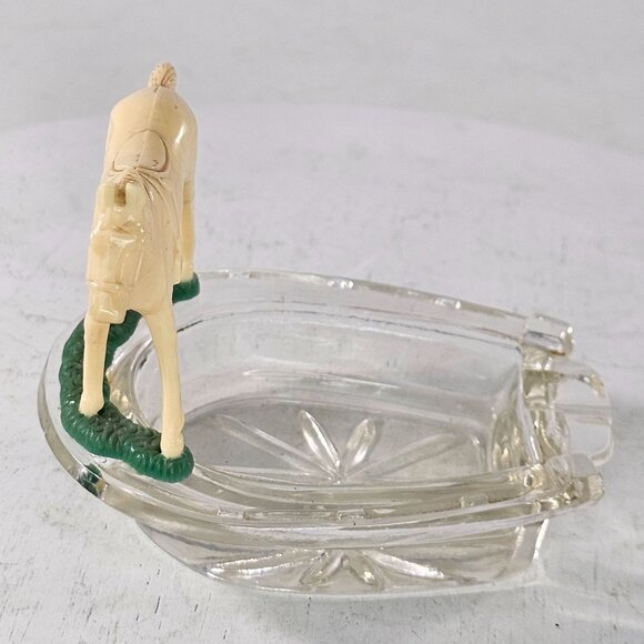 Vintage Horseshoe Glass Ashtray Thoroughbred Horse Made In USA - Picture 5 of 9